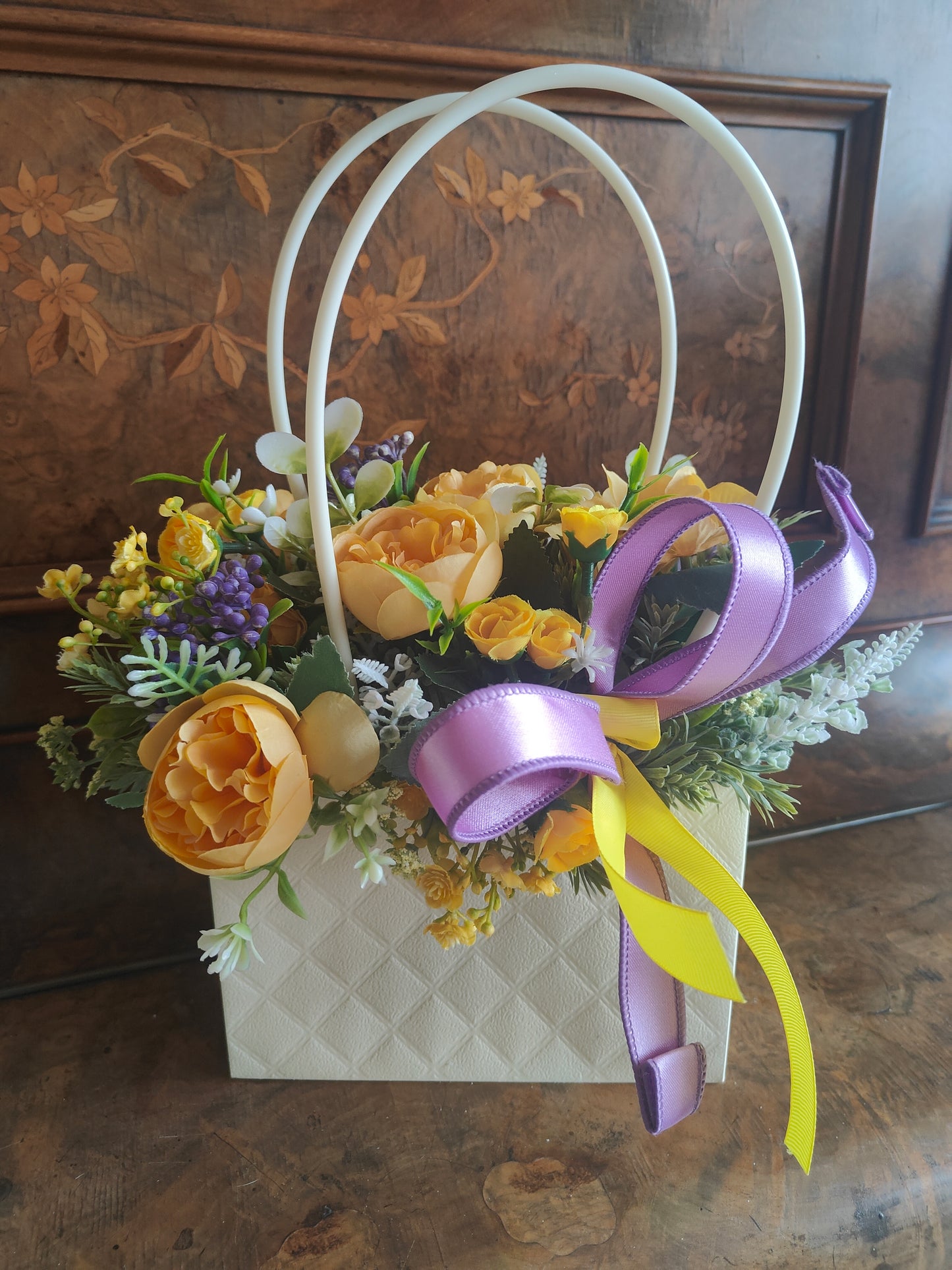 Flowers artificial floral arrangement gift present handbag home decor bridesmaid flowers
