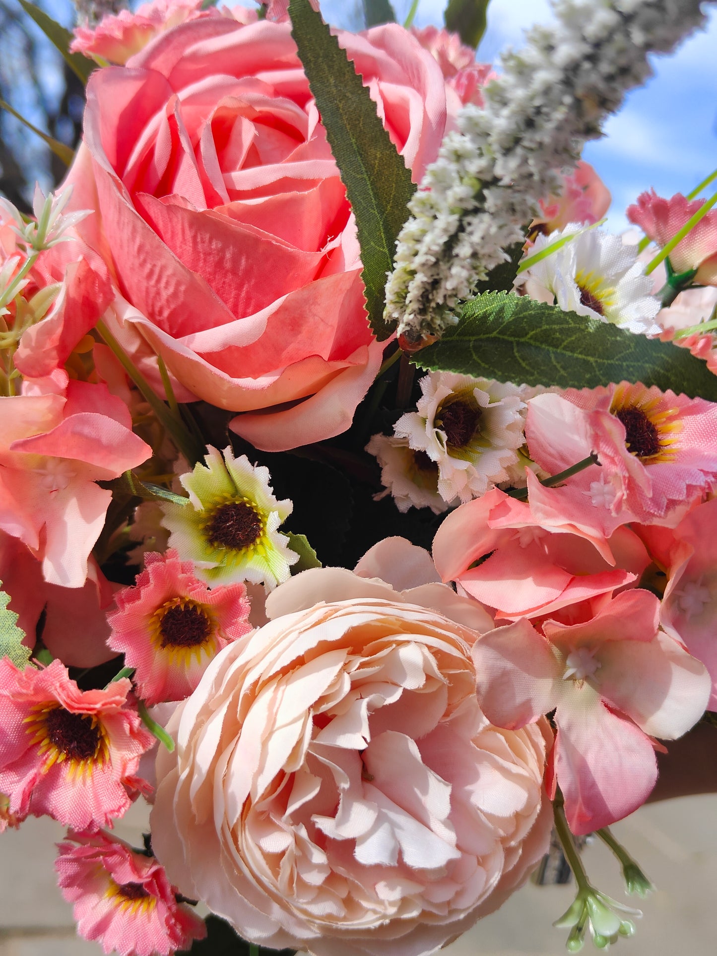 Wedding bridal bouquet, hand tied flowers, artificial flowers bunches, vintage pink peach, flowers for a vase