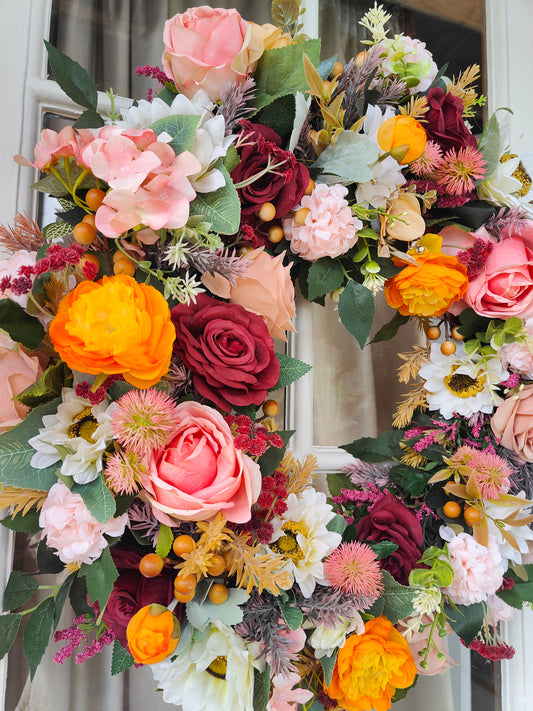 Autumn wreath large warm colours