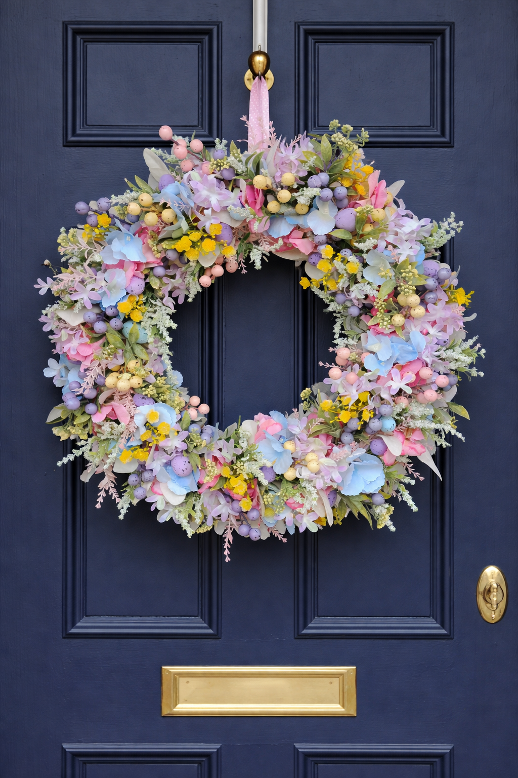 Easter wreath pastels Easter eggs mini pastel blue pink lilac lemon