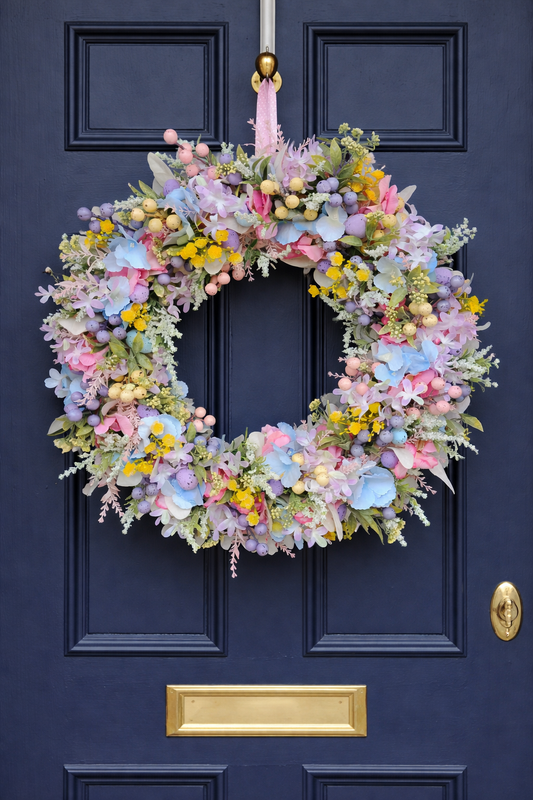 Easter wreath pastels Easter eggs mini pastel blue pink lilac lemon