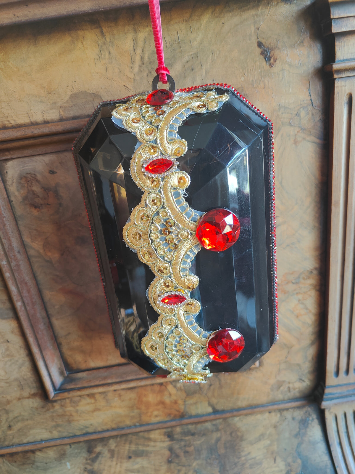 Black large gems set of 5 acrylic embellished Christmas tree decorations wreath attachments