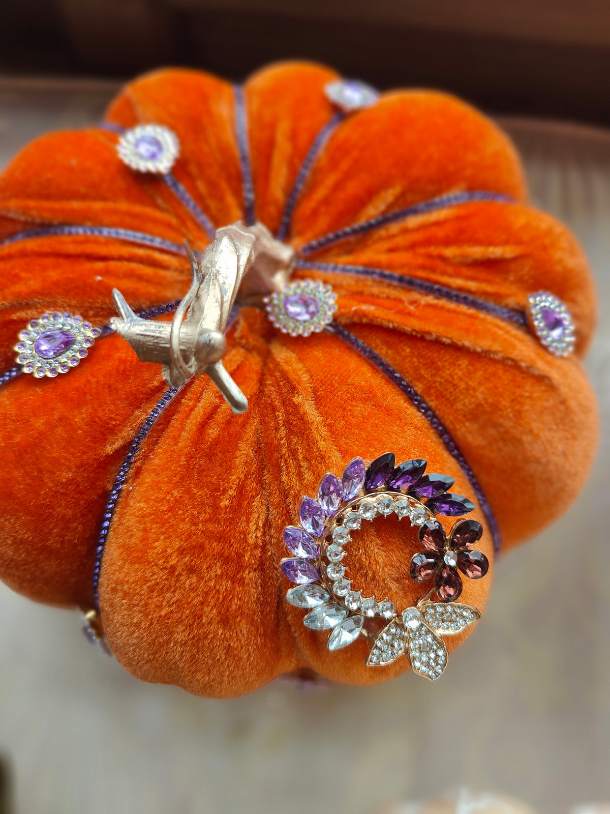 Pumpkins velvet bling pumpkins orange cream green pink Autumn decor