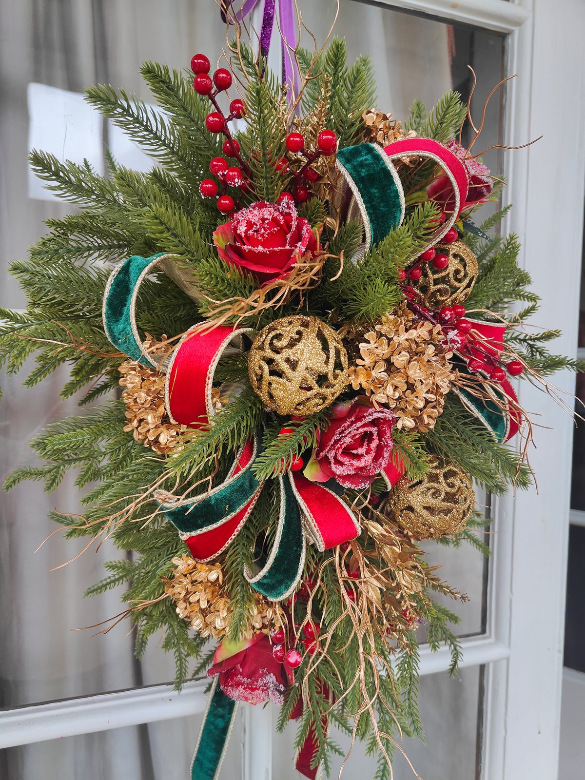 Traditional Christmas wreath swag