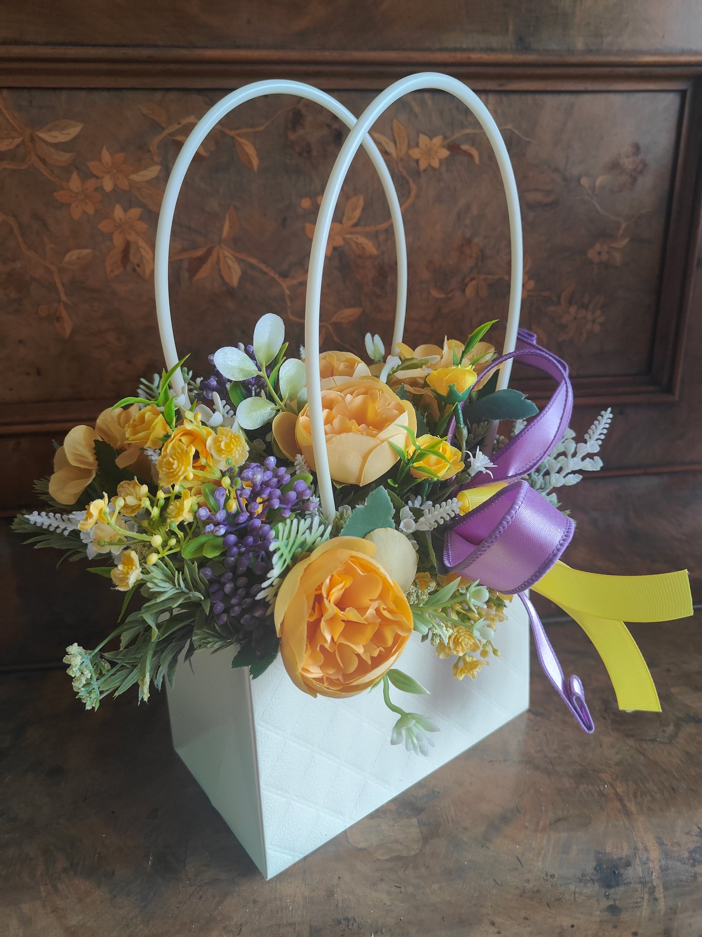 Flowers artificial floral arrangement gift present handbag home decor bridesmaid flowers
