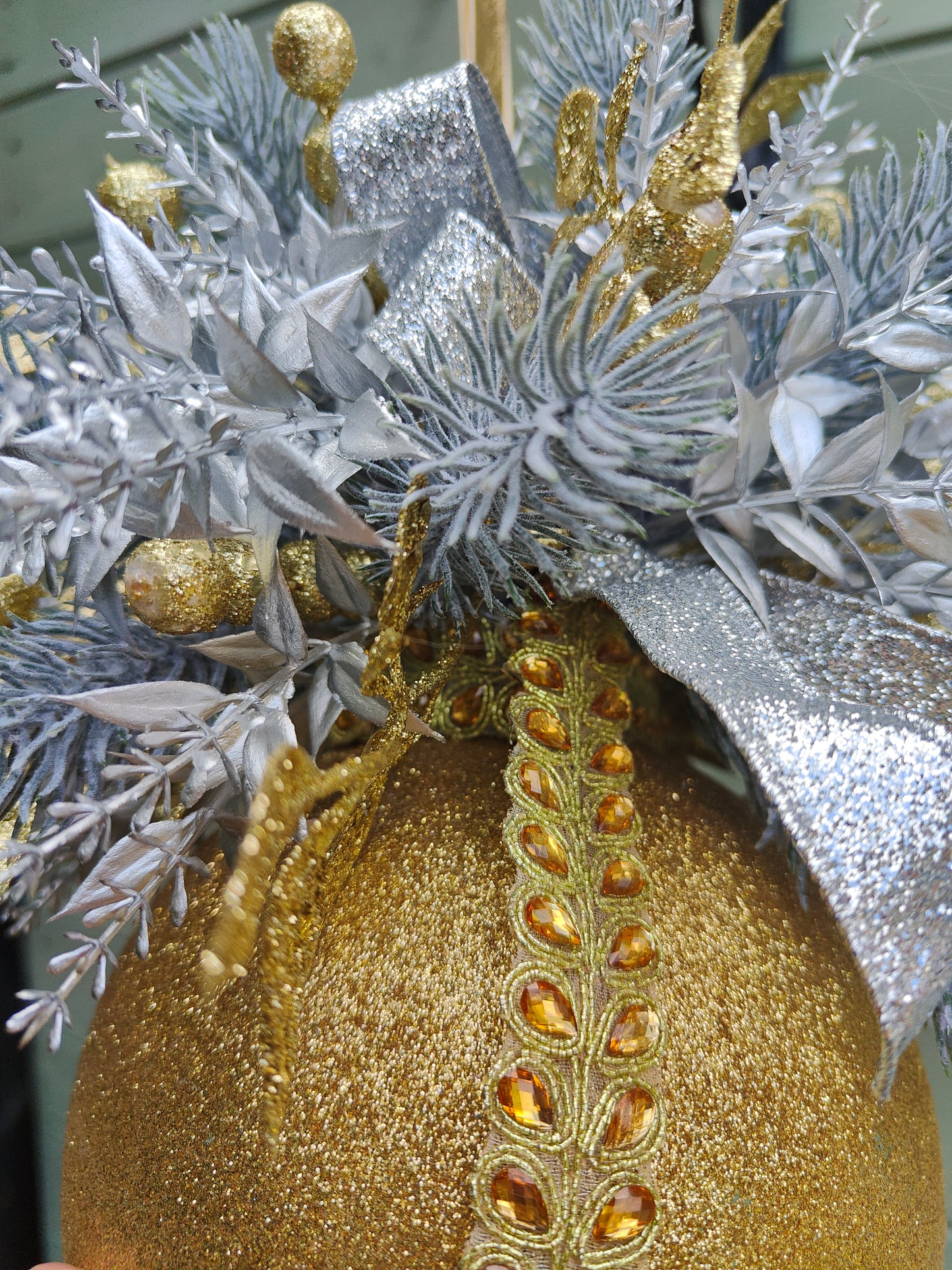 Christmas large bauble gold and silver hanging Christmas decoration