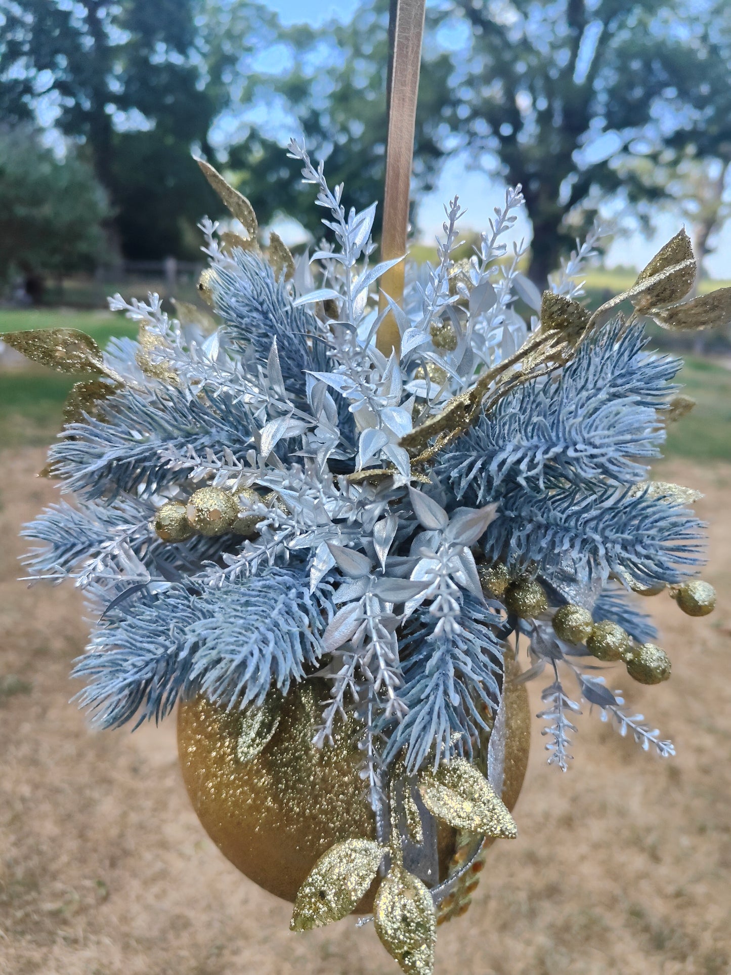 Christmas large bauble gold and silver hanging Christmas decoration