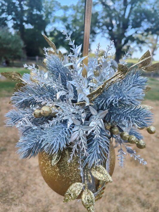 Christmas large bauble gold and silver hanging Christmas decoration
