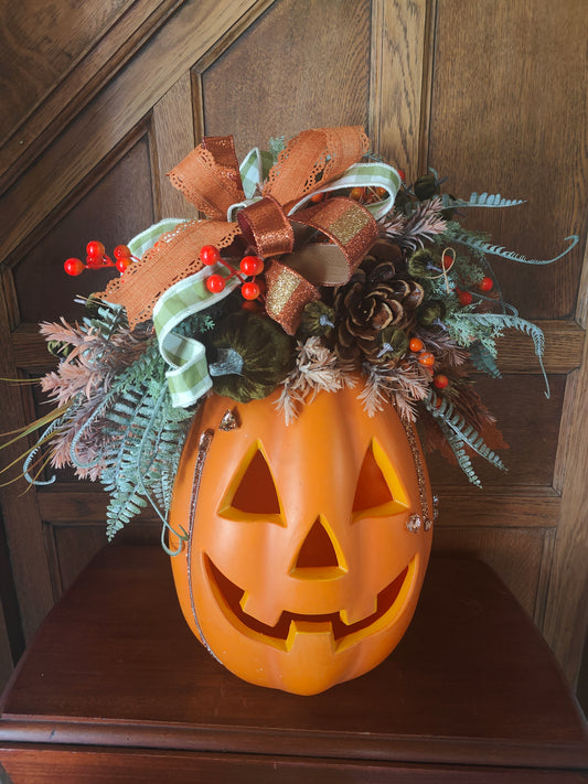 Autumn Large pumpkin jack o lantern decoration arrangement centrepiece display