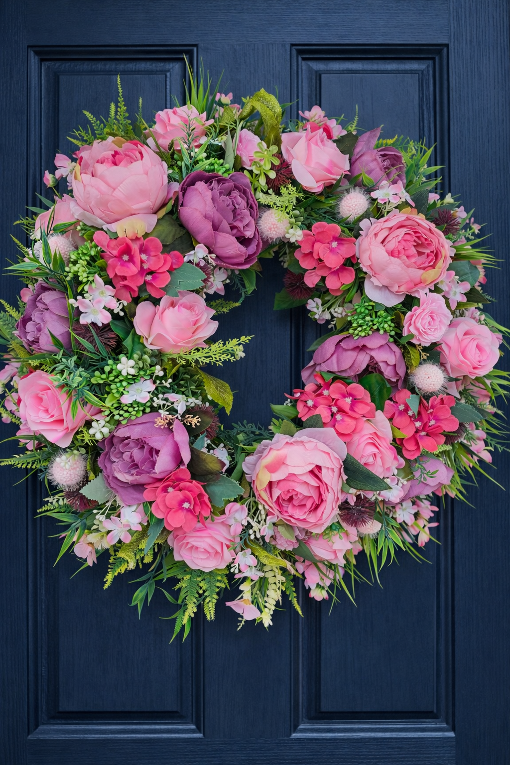 Wreath pinks artificial flowers large over 60cm width spring Summer florals