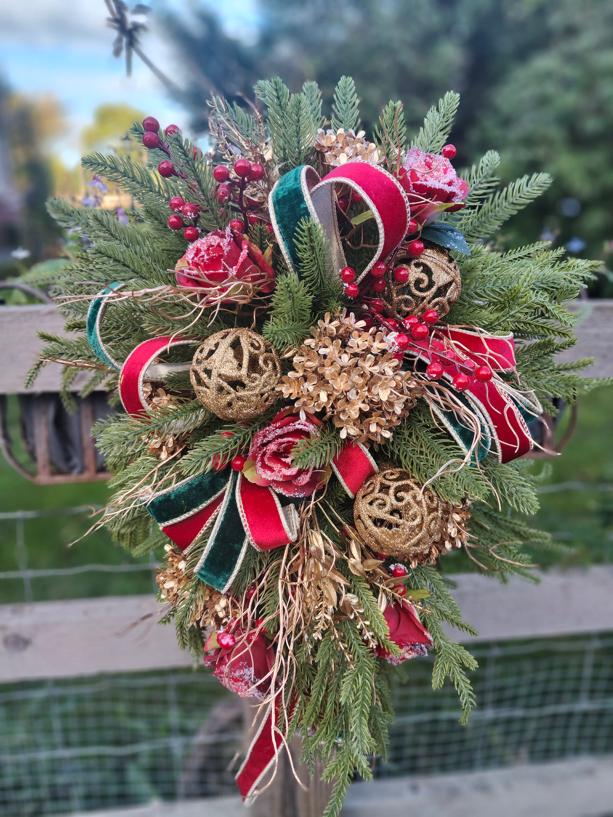 Traditional Christmas wreath swag
