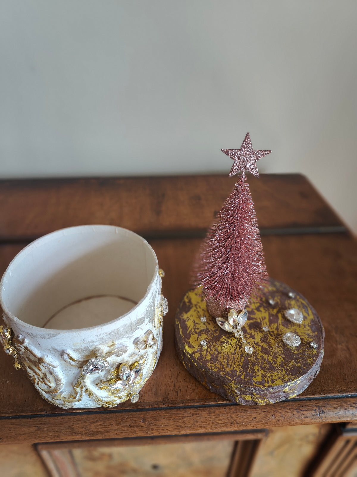 Christmas gift decoration box mini pink Christmas glitter tree