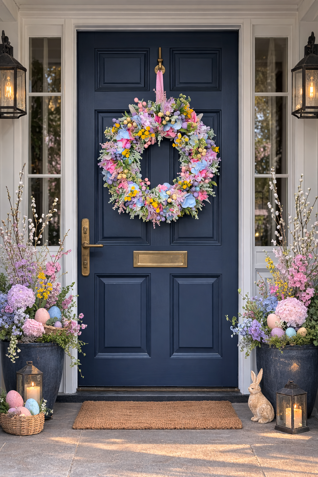 Easter wreath pastels Easter eggs mini pastel blue pink lilac lemon