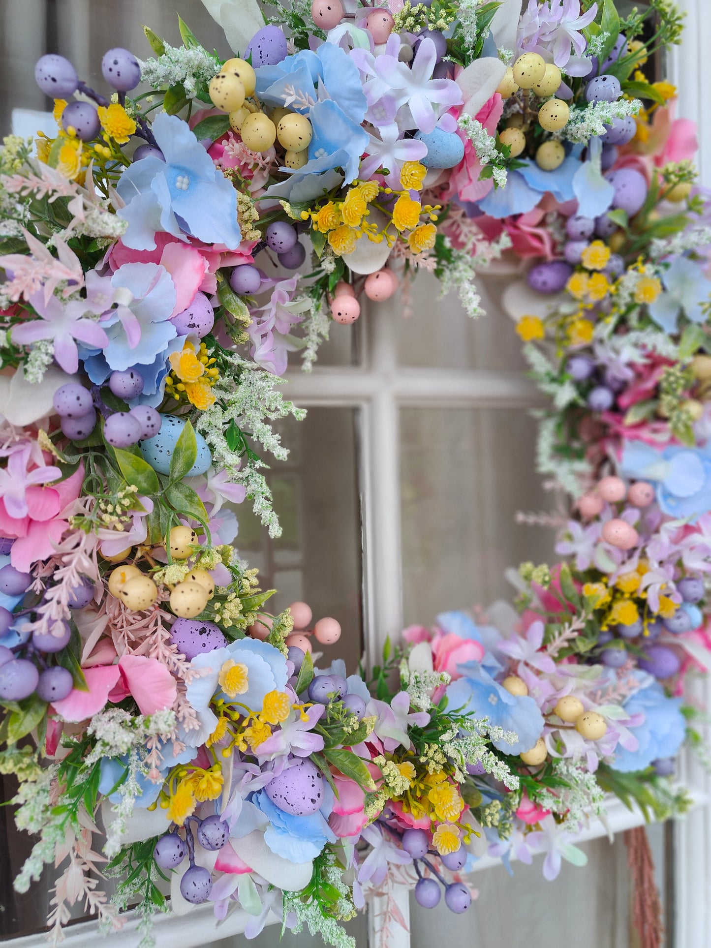 Easter wreath pastels Easter eggs mini pastel blue pink lilac lemon