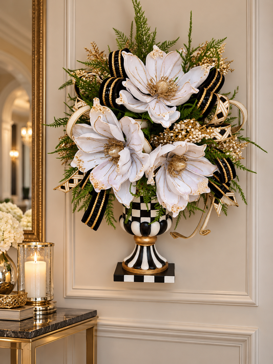 MacKenzie Childs inspired wall vase door wreath