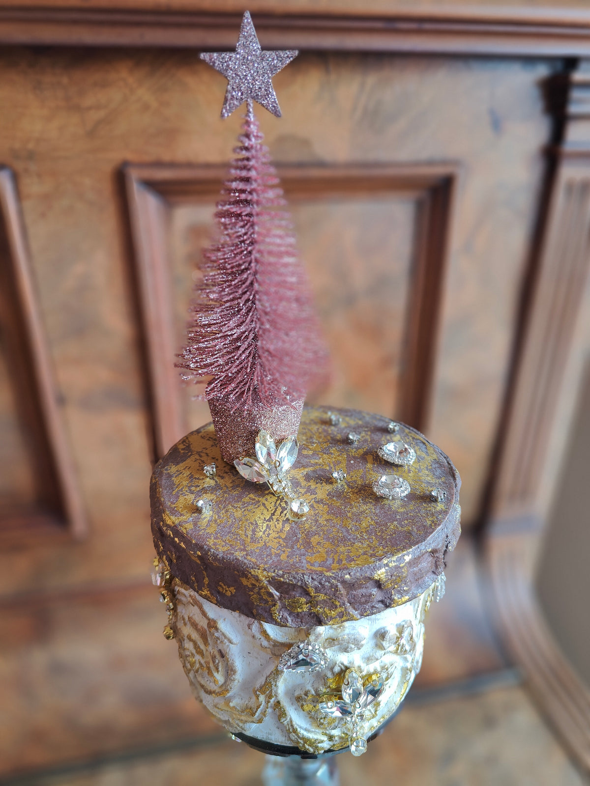 Christmas gift decoration box mini pink Christmas glitter tree
