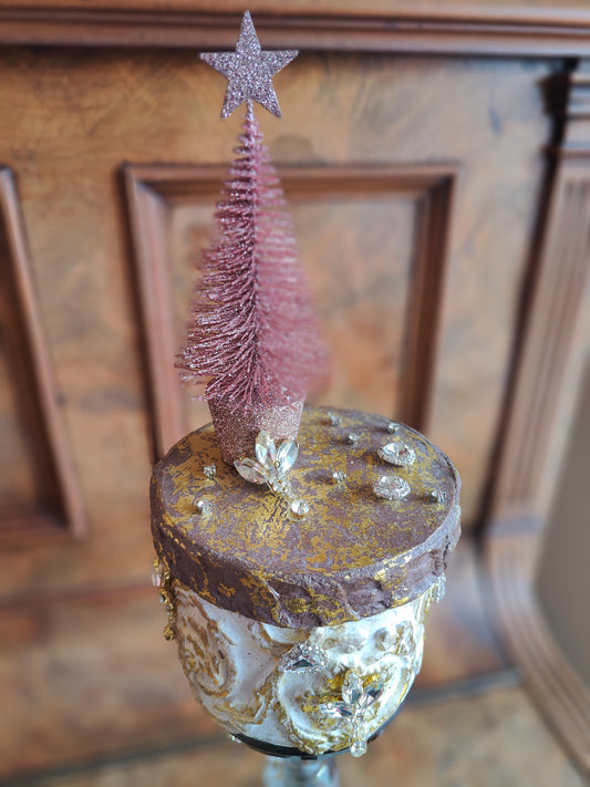 Christmas gift decoration box mini pink Christmas glitter tree