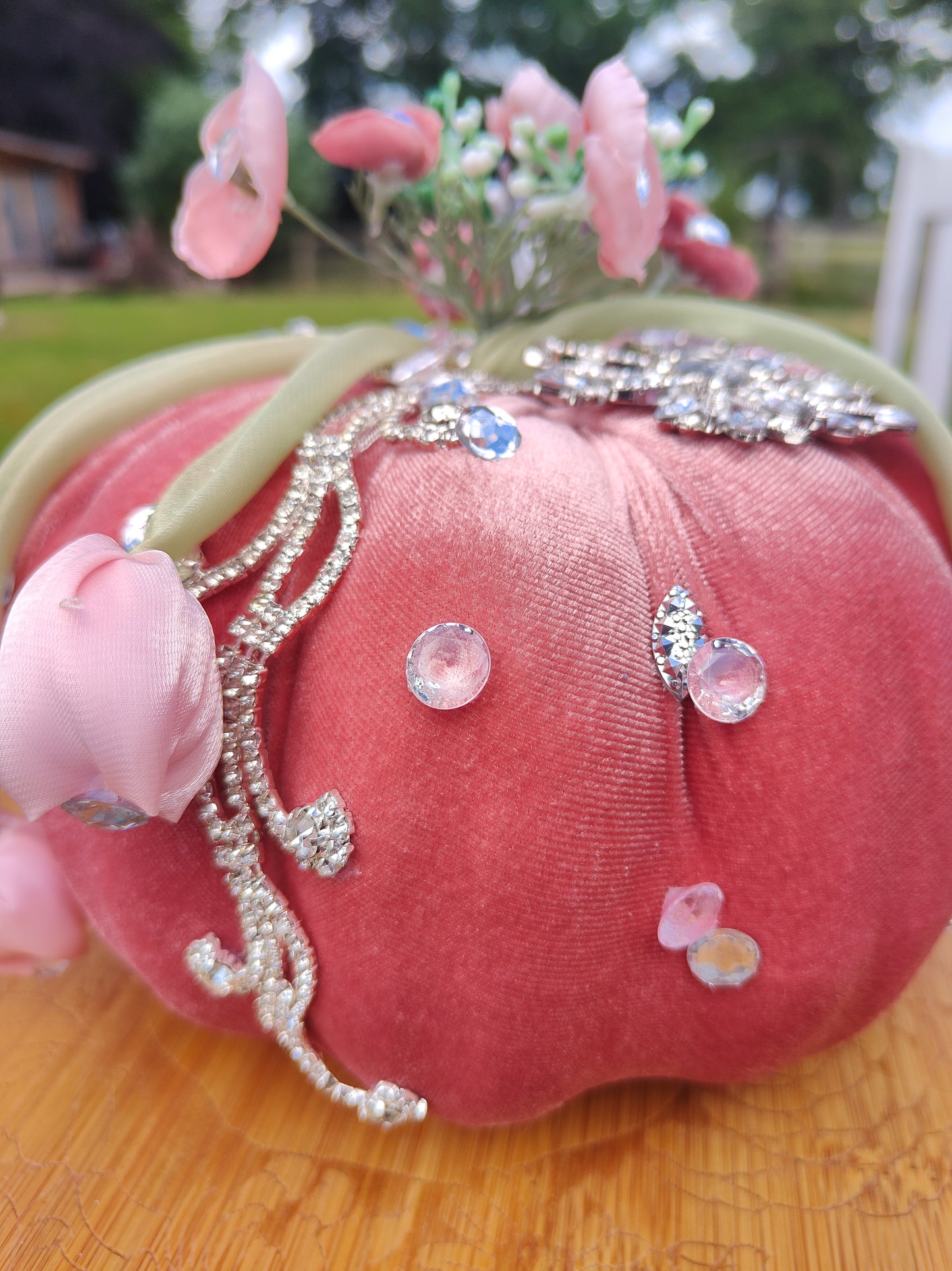 Pink pumpkin bling embellished decorated Autumn decor