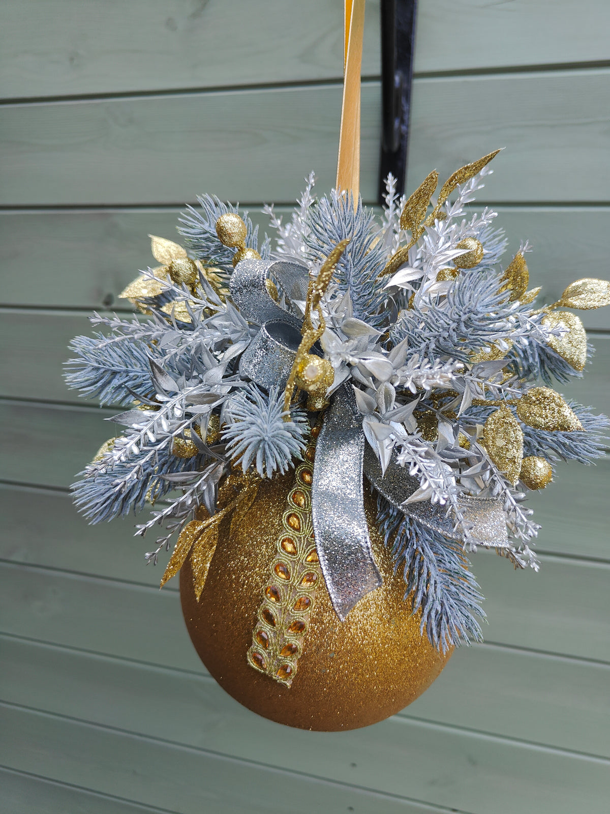 Christmas large bauble gold and silver hanging Christmas decoration