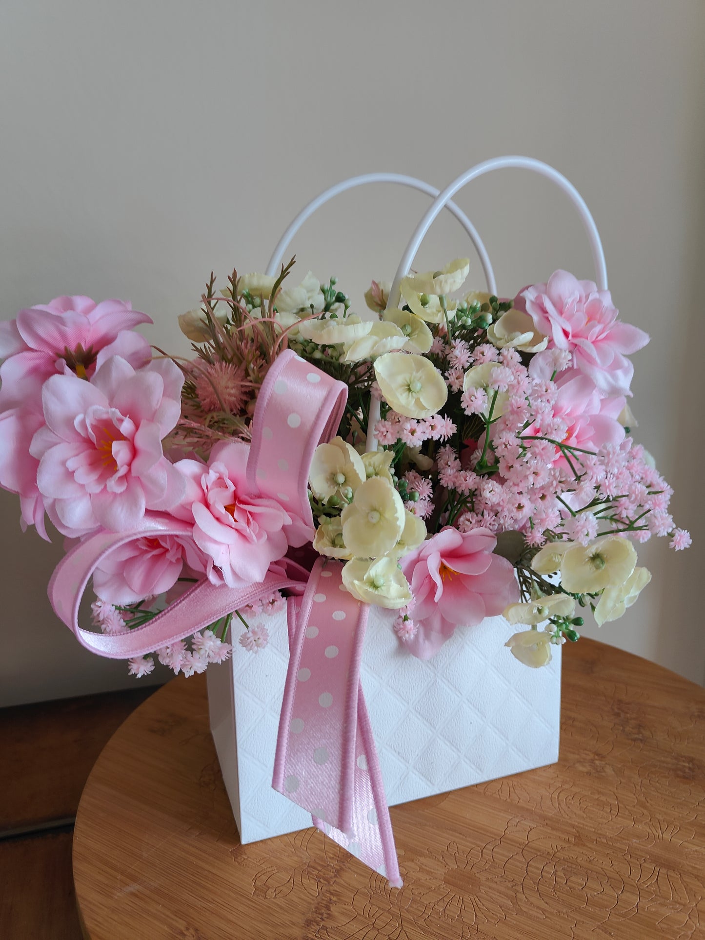 Flowers artificial floral arrangement gift present handbag home decor bridesmaid flowers
