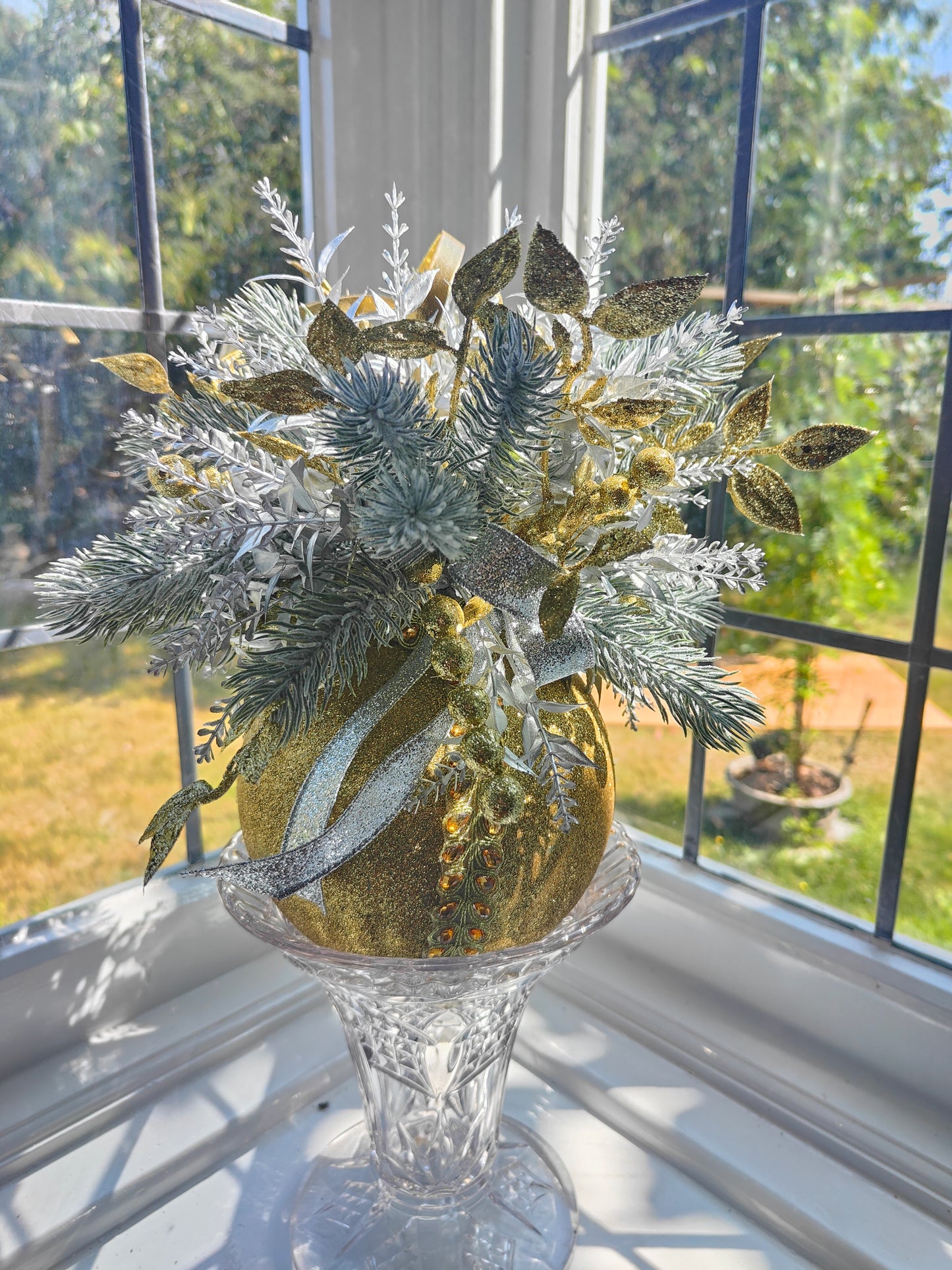 Christmas large bauble gold and silver hanging Christmas decoration