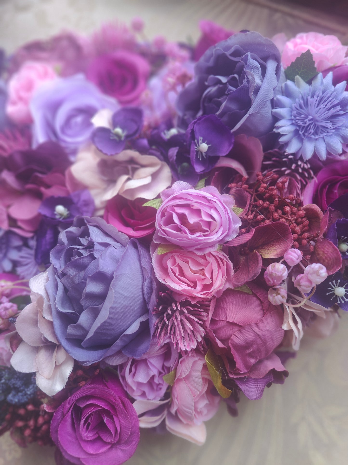 Heart wreath lilac lavender mauve pastel pinks gift mother's day memorial door hanger patio decor