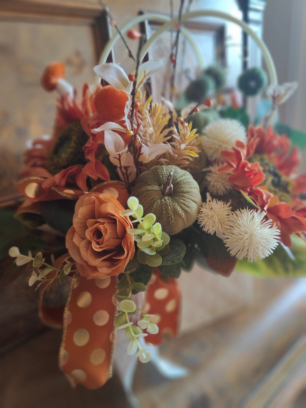 Autumn arrangement handbag decor Autumn colours
