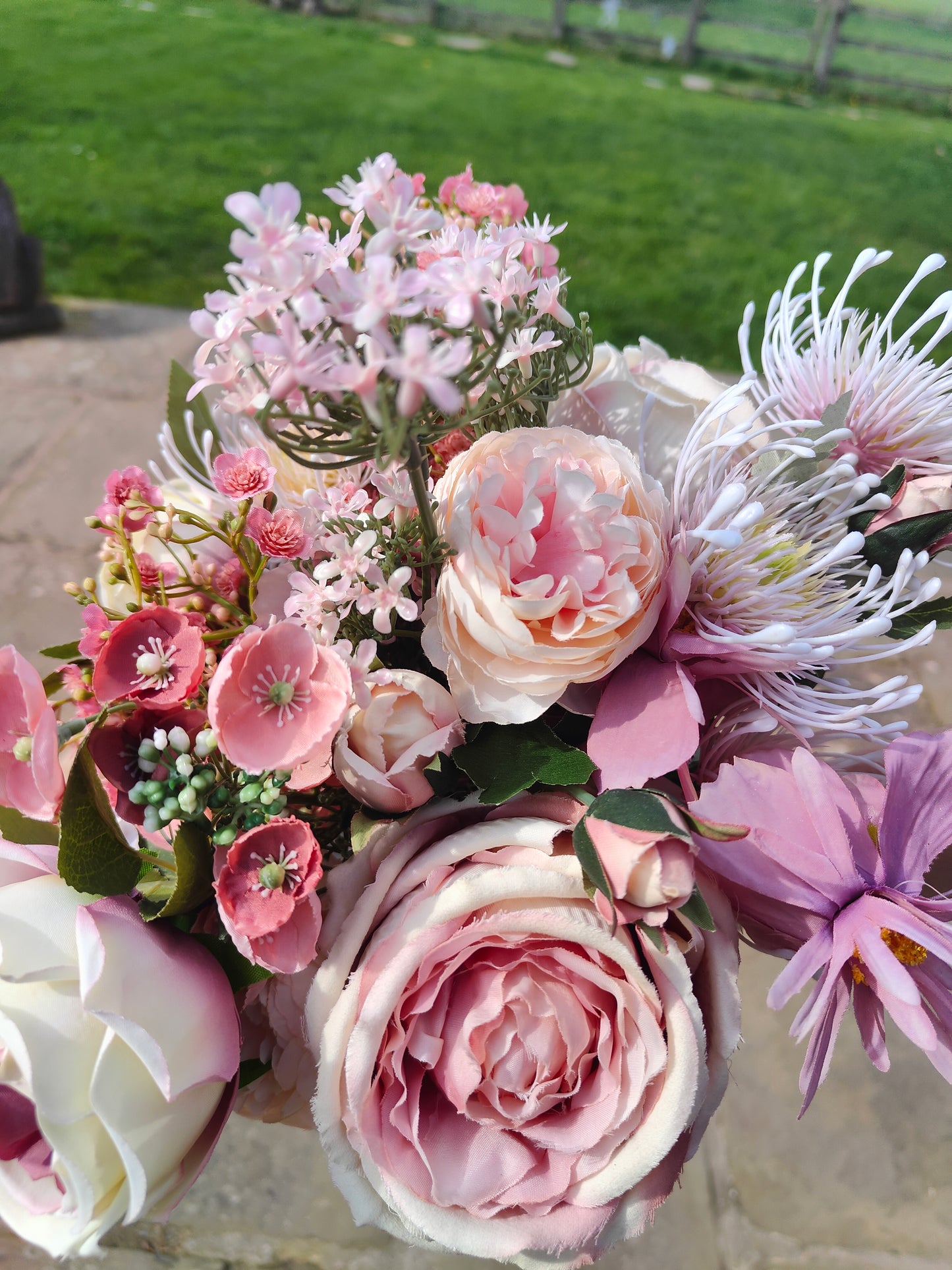 Bridal bouquet, wedding bouquet, vintage pinks, hand-tied bouquets of artificial flowers