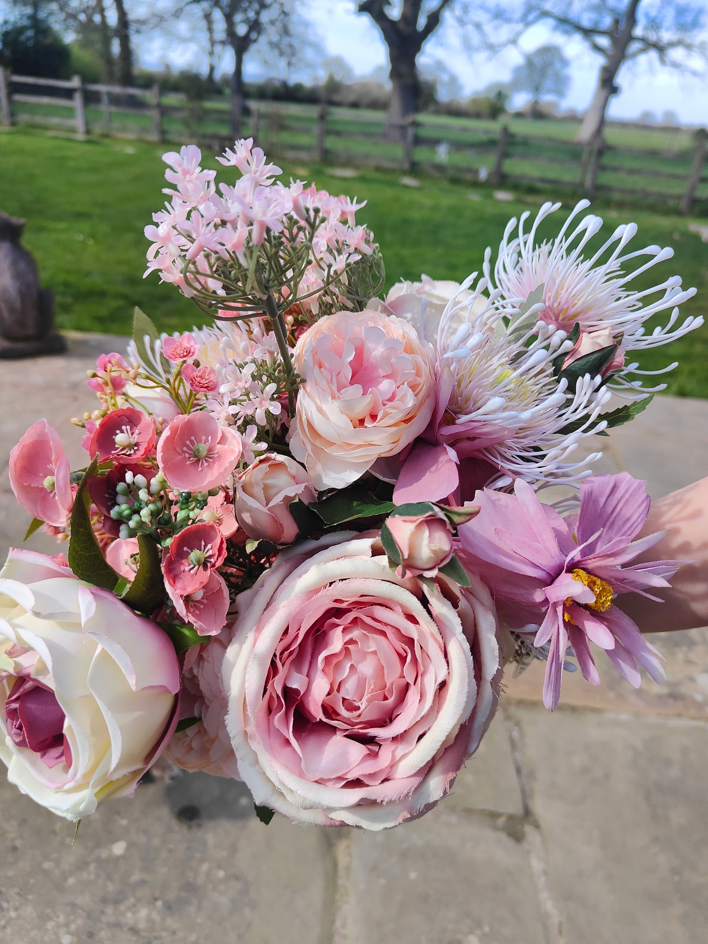 Bridal bouquet, wedding bouquet, vintage pinks, hand-tied bouquets of artificial flowers