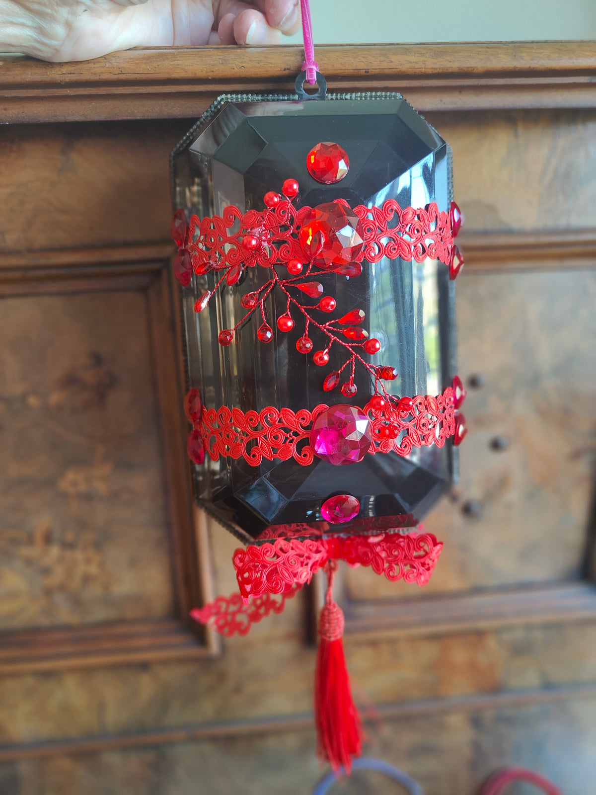 Black large gems set of 5 acrylic embellished Christmas tree decorations wreath attachments