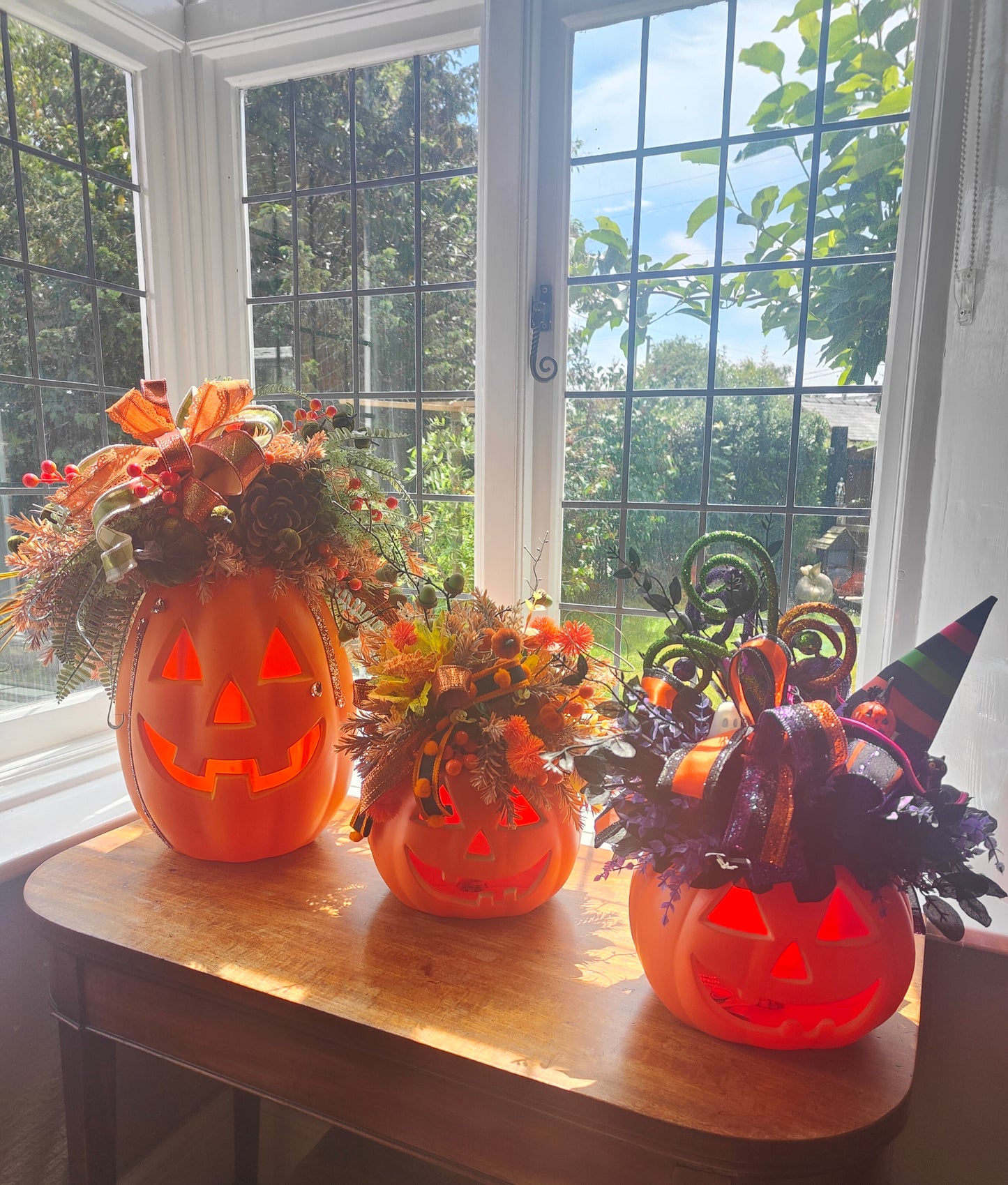 Autumn Large pumpkin jack o lantern decoration arrangement centrepiece display