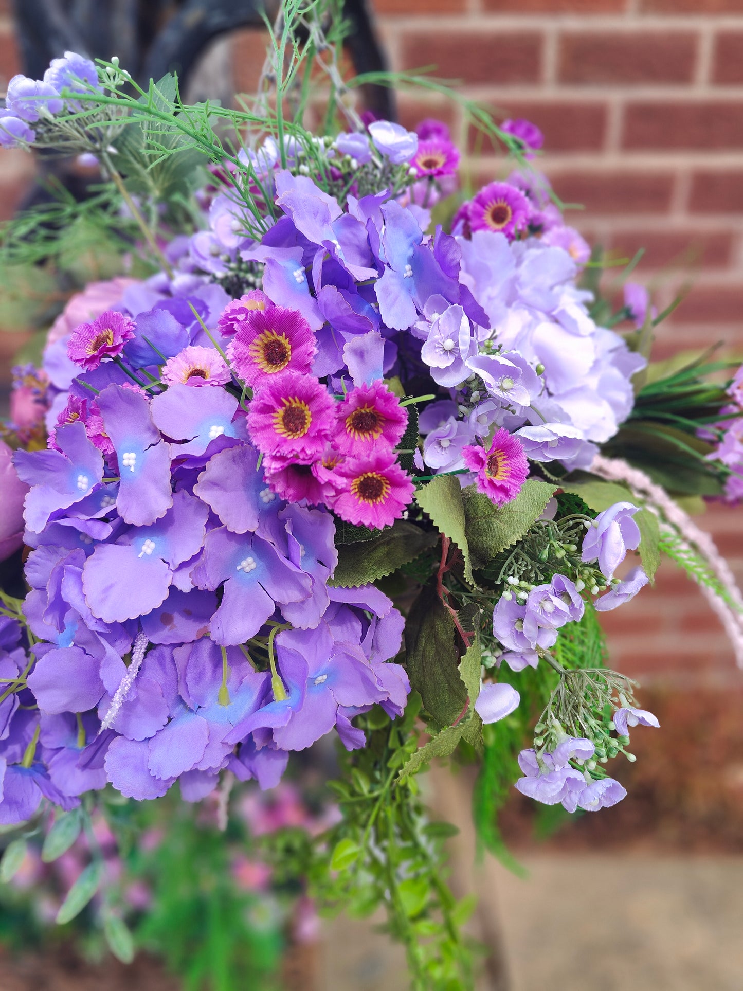 Hanging basket lavender lilac mauve large basket garden patio front door porch