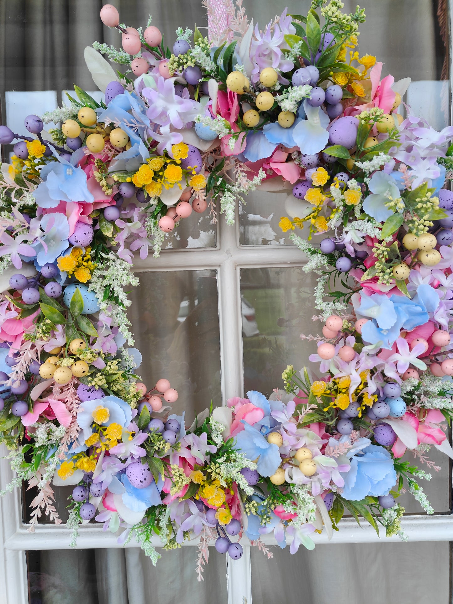 Easter wreath pastels Easter eggs mini pastel blue pink lilac lemon