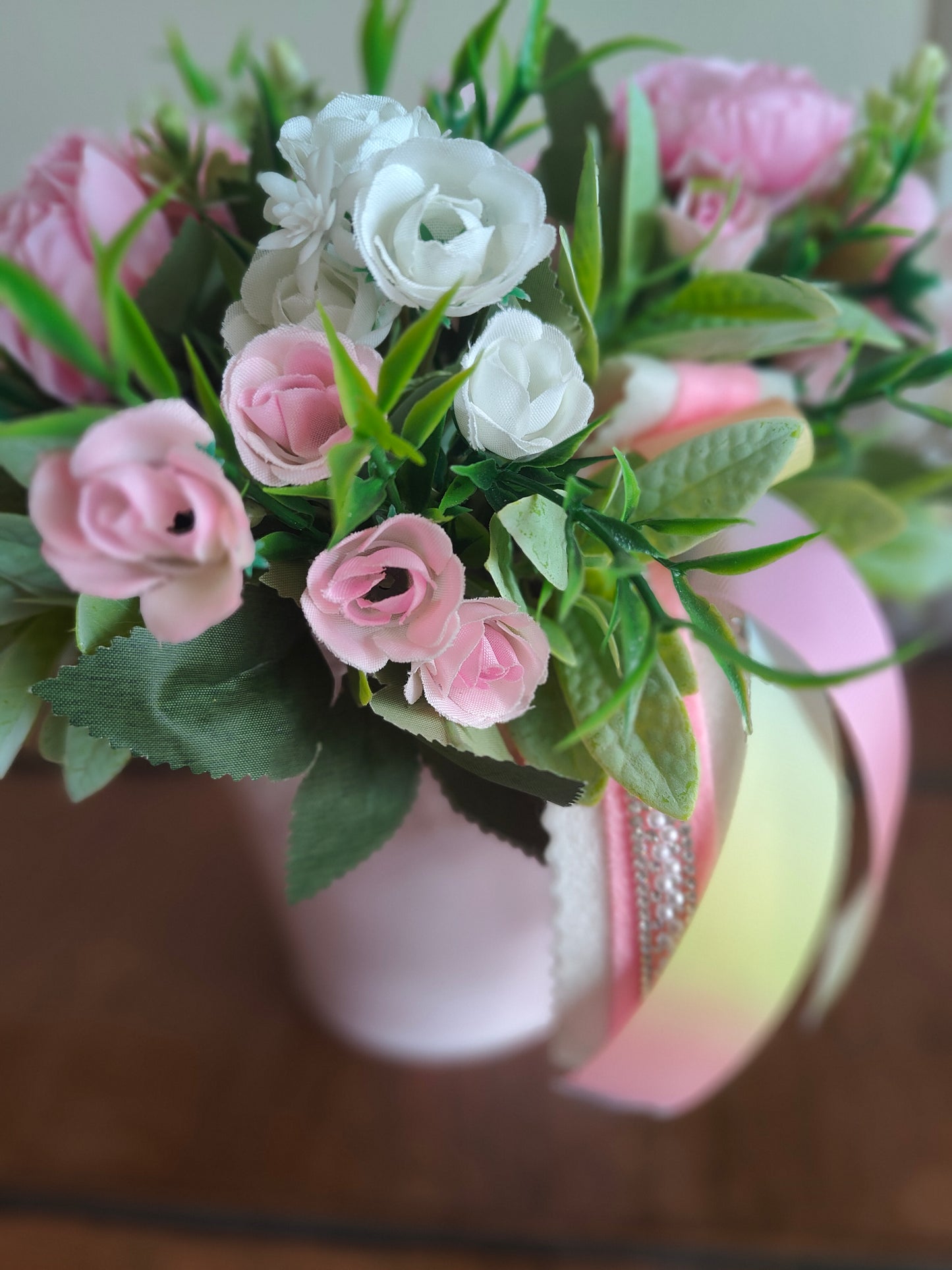 Flower artificial floral arrangement pinks multi coloured display tablecentre gift birthday yellow flowers Spring Summer anniversary Mother's Day present