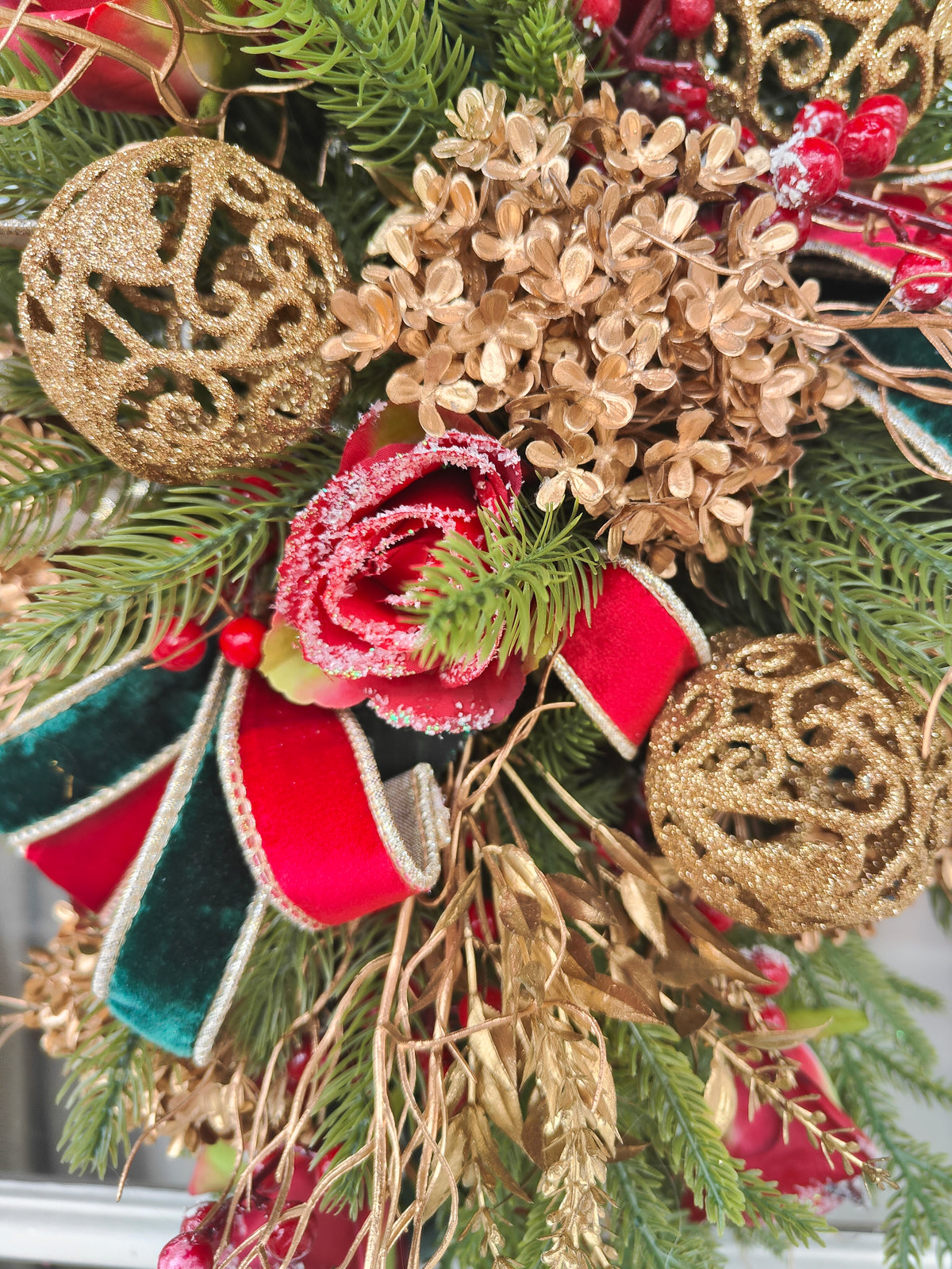 Traditional Christmas wreath swag
