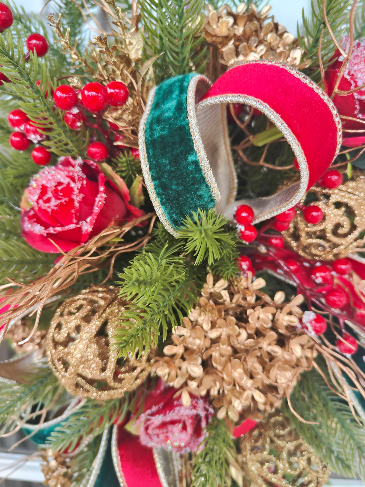 Traditional Christmas wreath swag