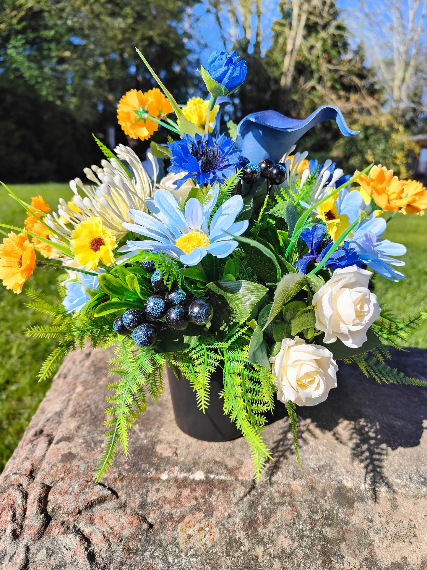 Grave pots memorial gravestone flowers