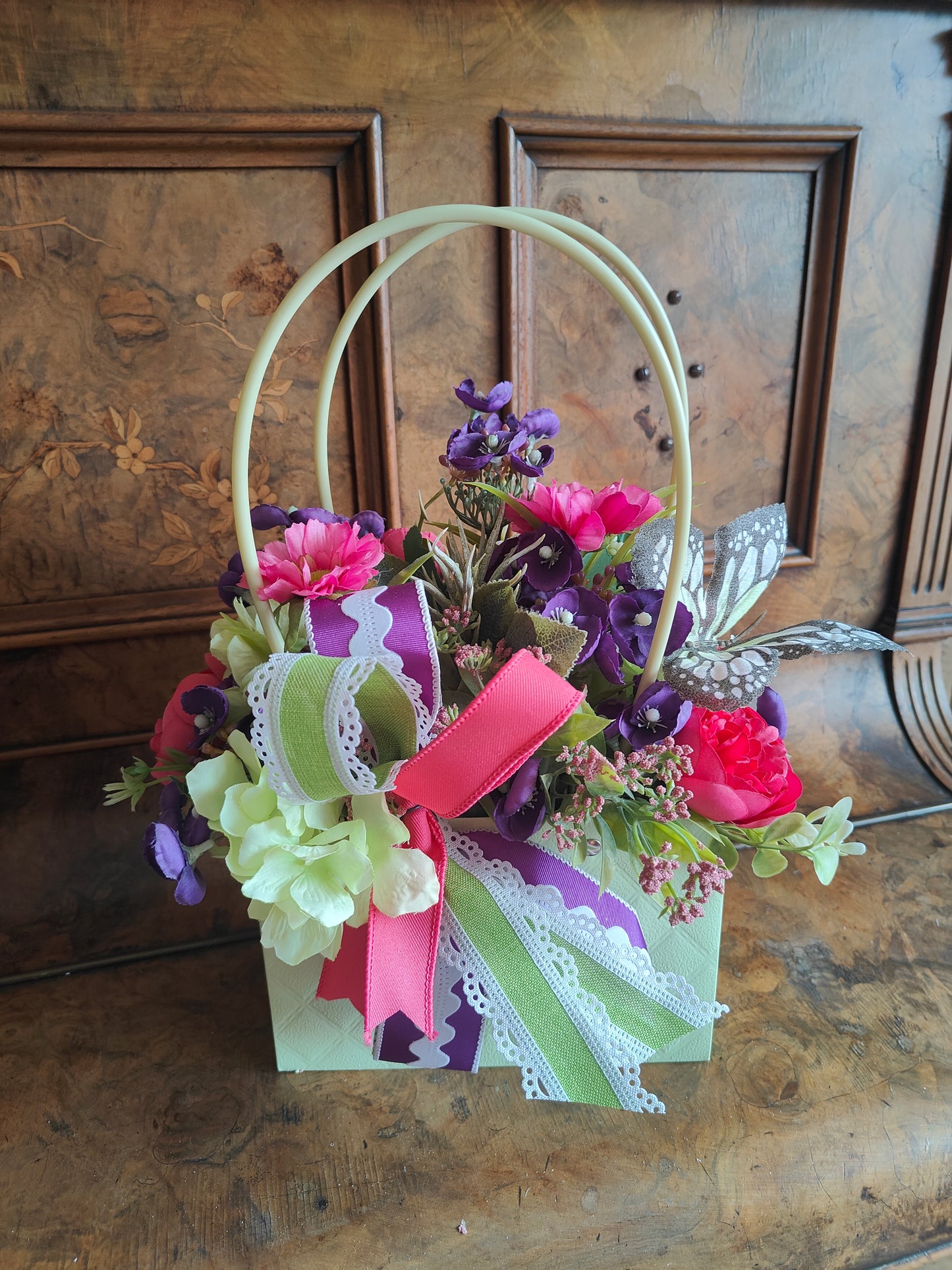 Flowers artificial floral arrangement gift present handbag home decor bridesmaid flowers