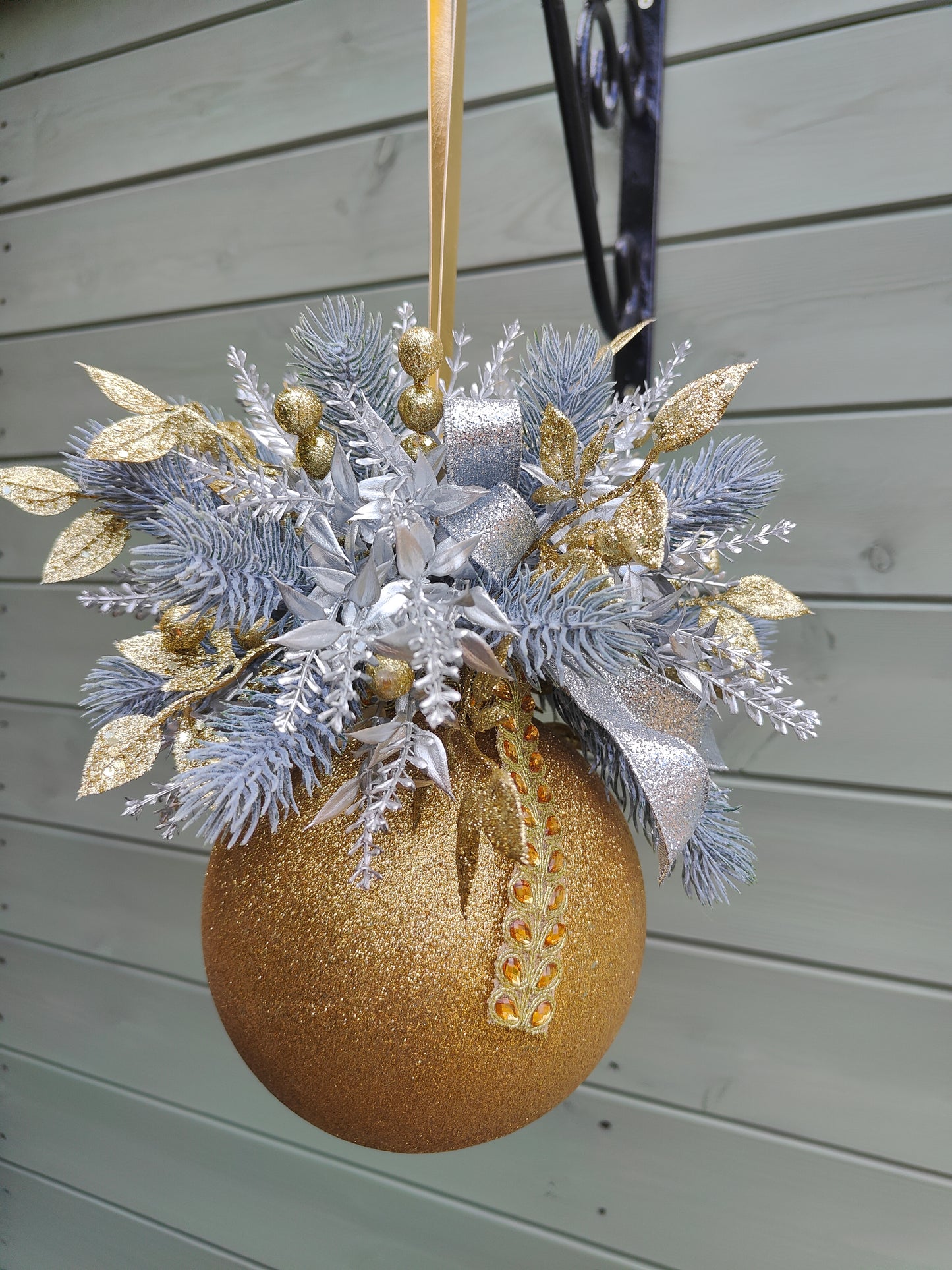 Christmas large bauble gold and silver hanging Christmas decoration