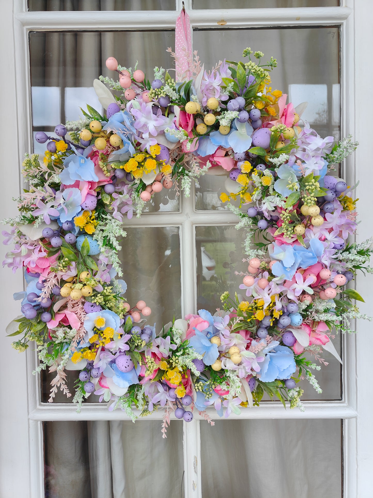 Easter wreath pastels Easter eggs mini pastel blue pink lilac lemon