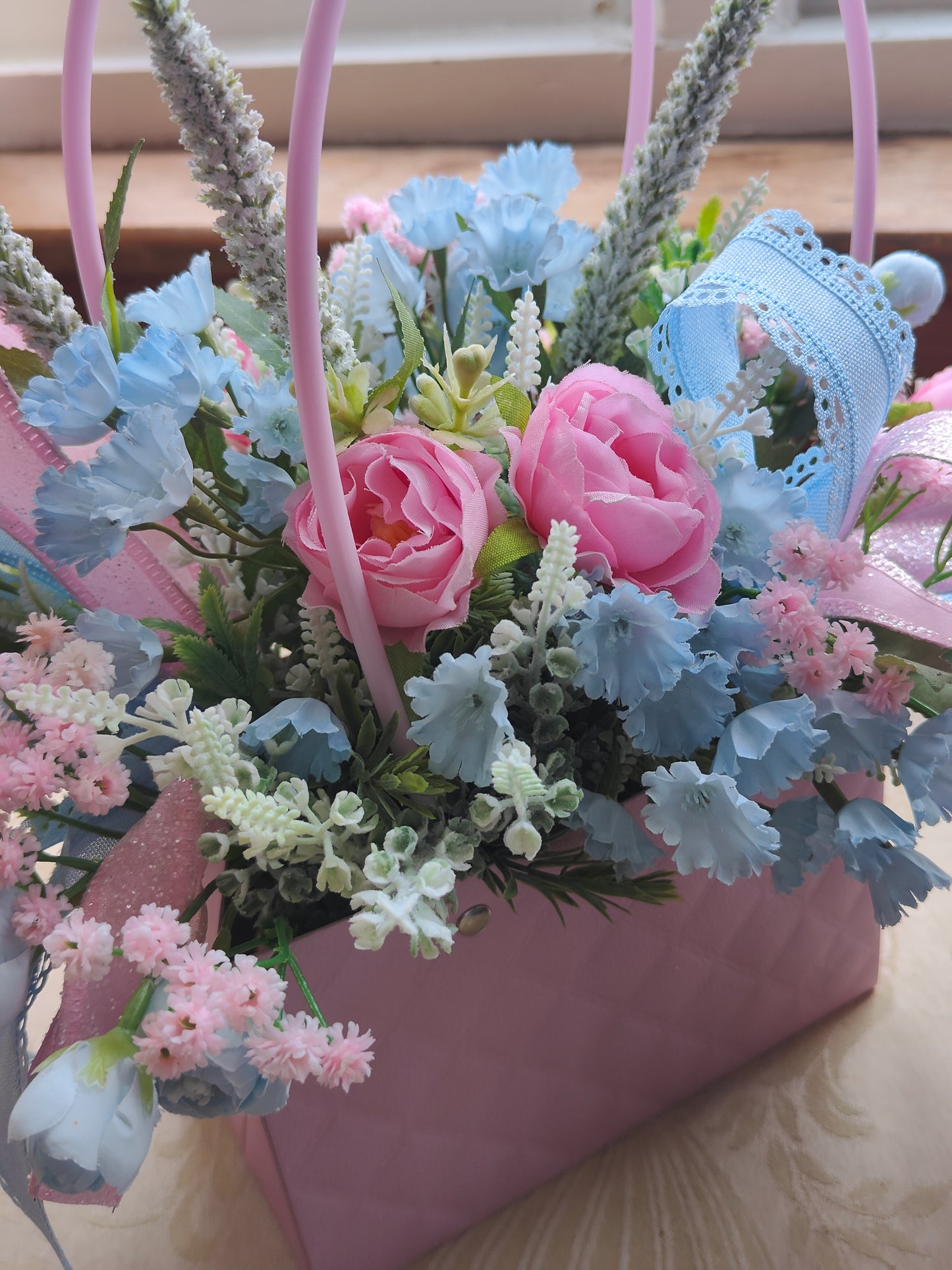 Flowers artificial floral arrangement gift present handbag home decor bridesmaid flowers