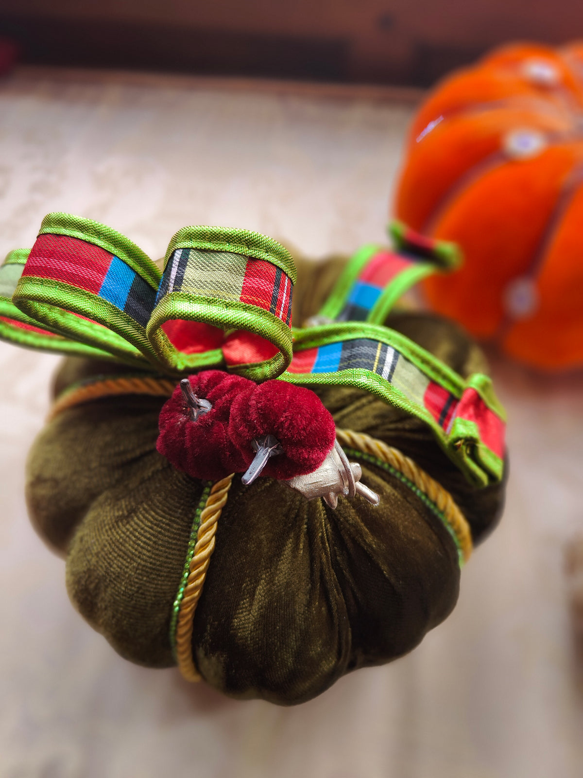 Pumpkins velvet bling pumpkins orange cream green pink Autumn decor