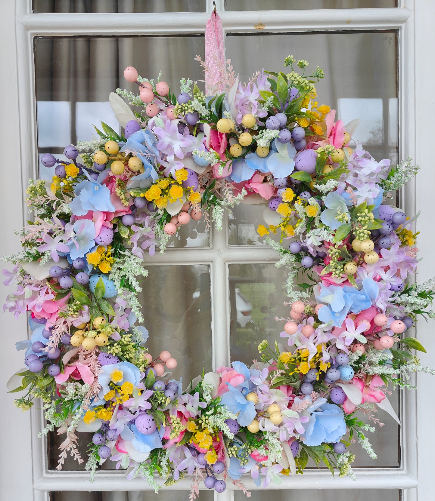 Easter wreath pastels Easter eggs mini pastel blue pink lilac lemon