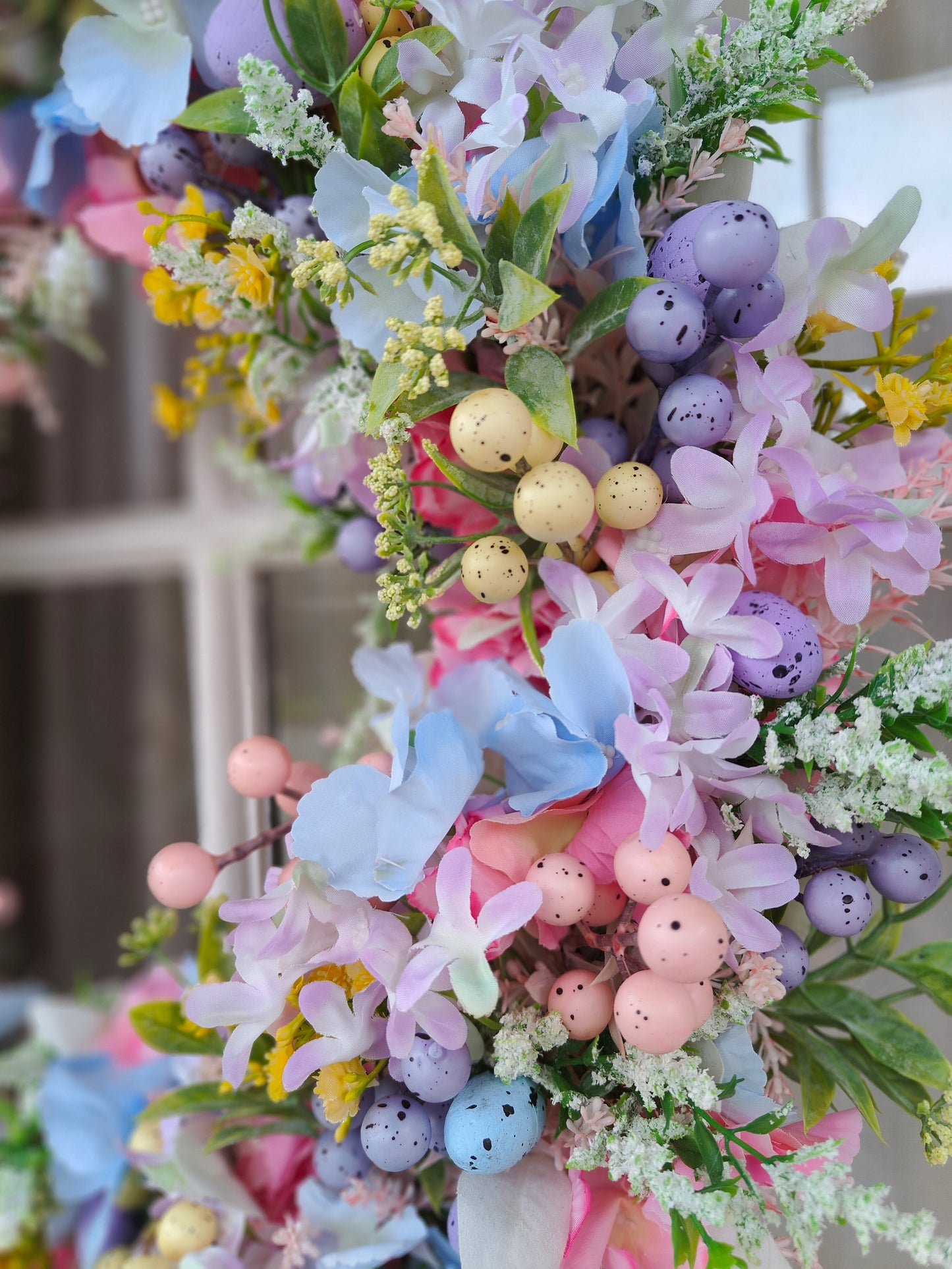 Easter wreath pastels Easter eggs mini pastel blue pink lilac lemon