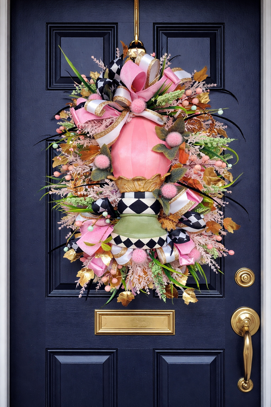 Easter wreath Easter egg pink green swag home decor