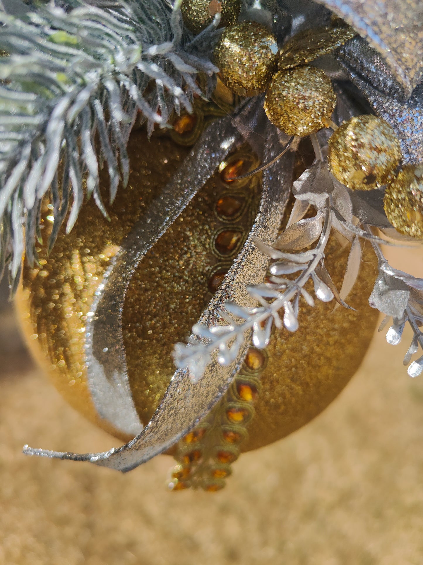 Christmas large bauble gold and silver hanging Christmas decoration