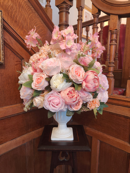 Large artificial flowers planter centrepiece display large roses wedding party display tablecentre