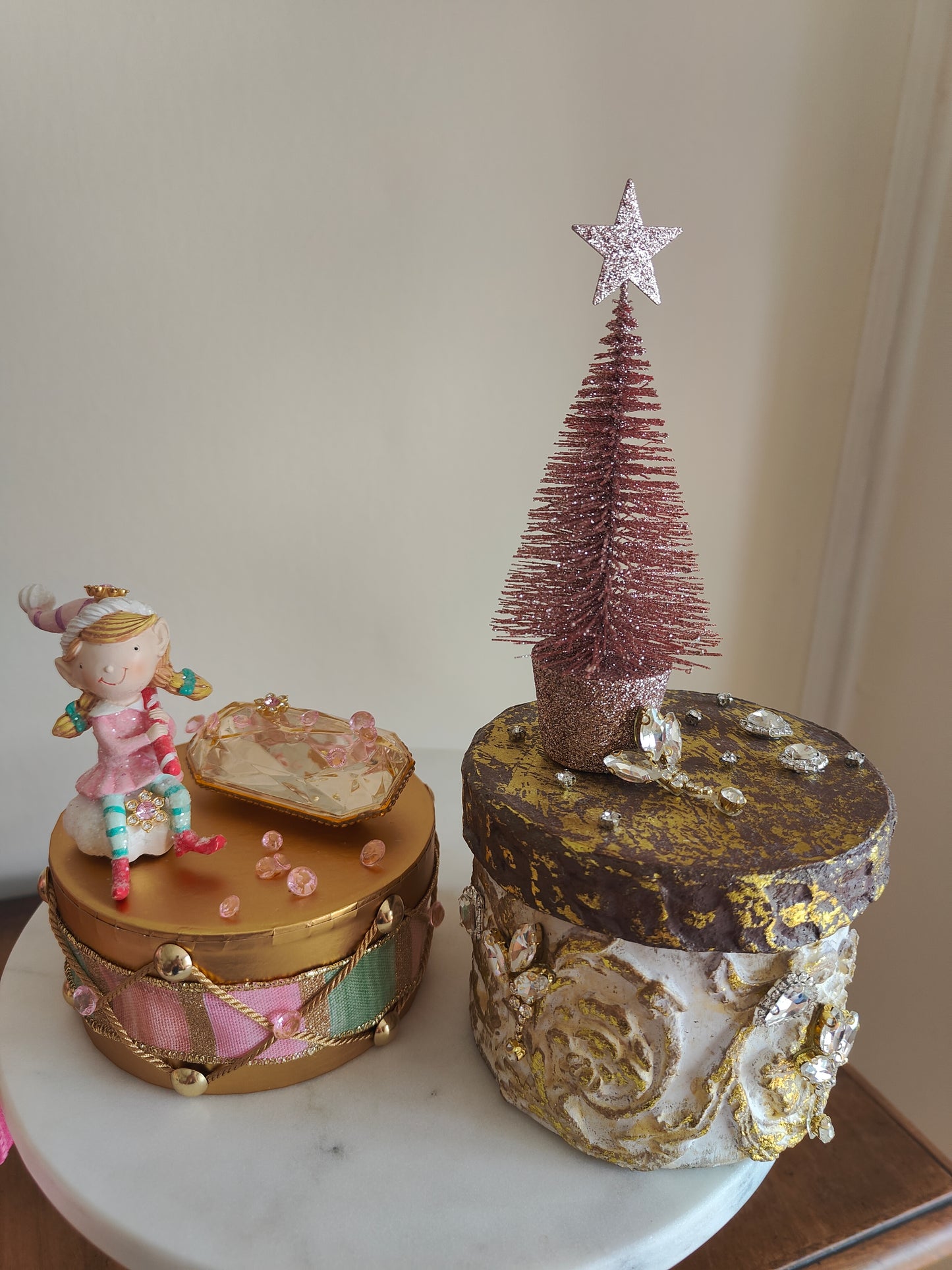 Christmas gift decoration box mini pink Christmas glitter tree
