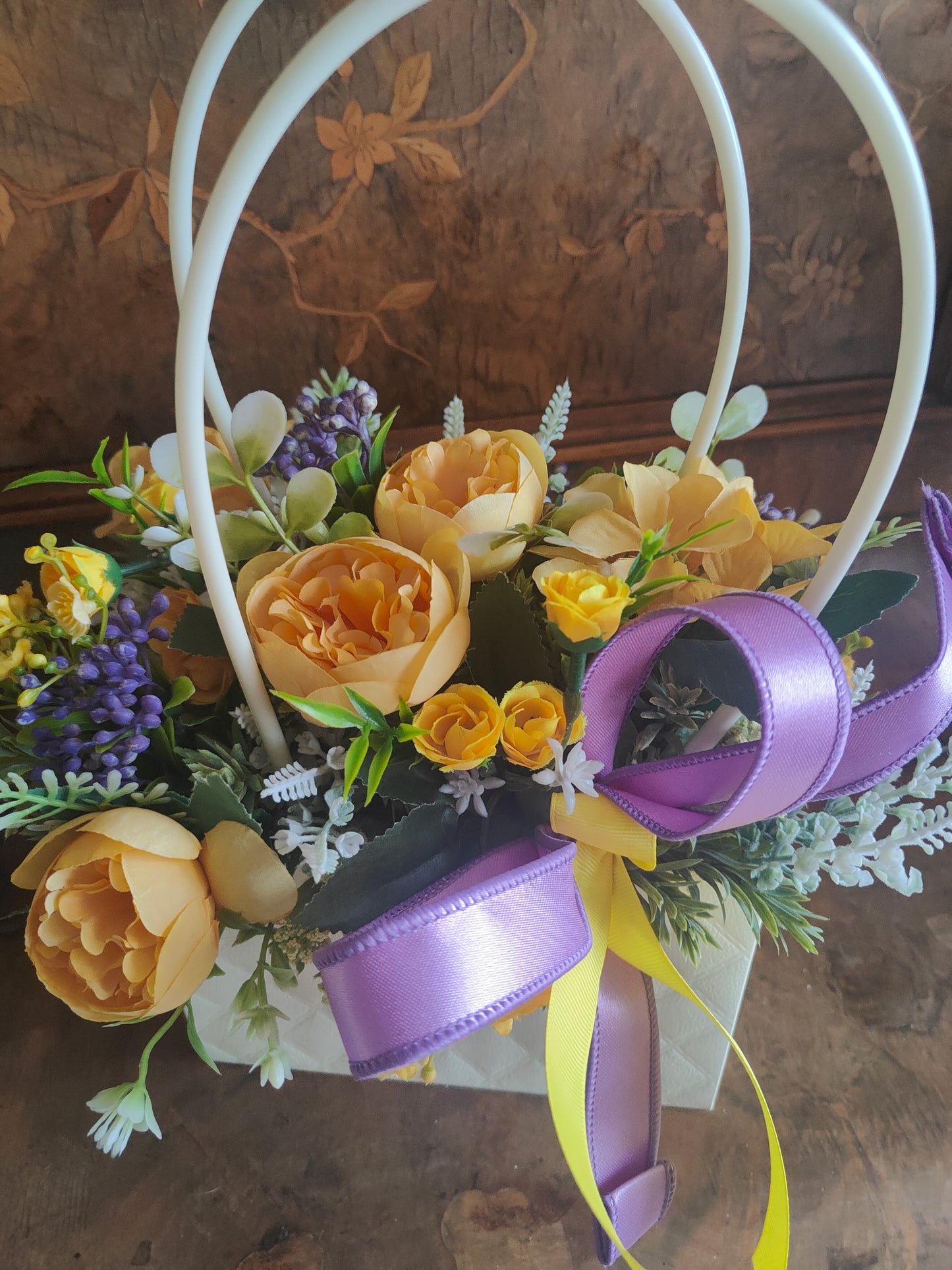 Flowers artificial floral arrangement gift present handbag home decor bridesmaid flowers