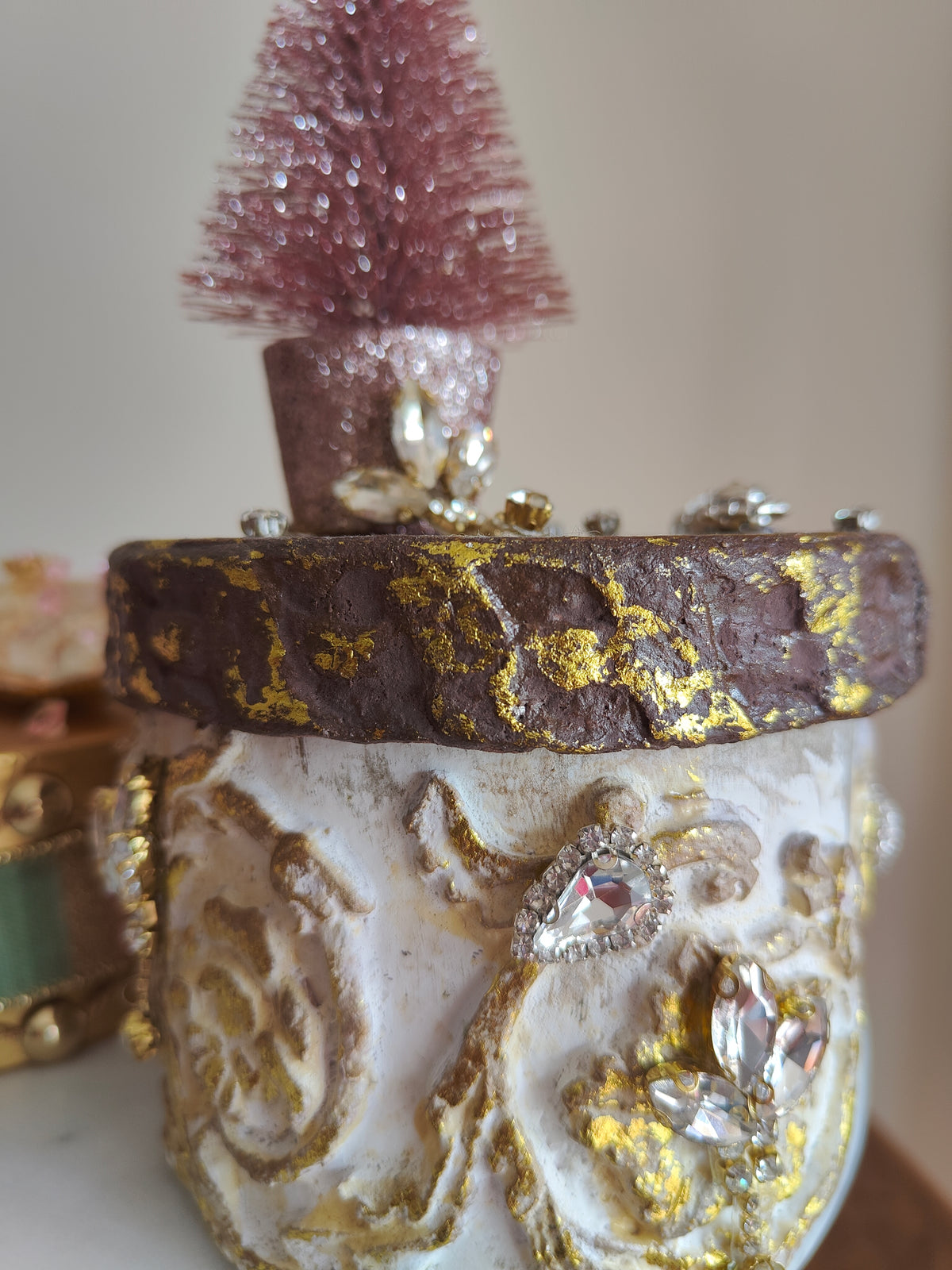 Christmas gift decoration box mini pink Christmas glitter tree